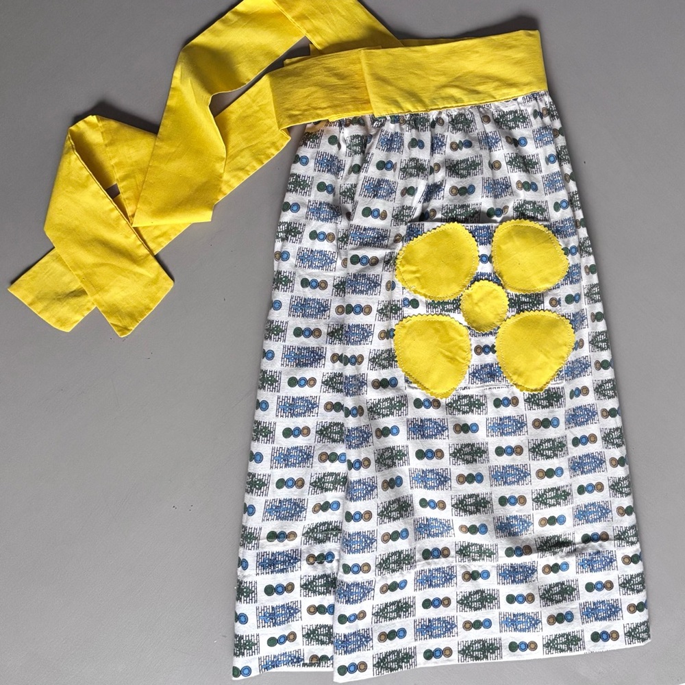 Vintage Handmade MCM Hostess Half Apron With Pocket